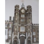 DAVID GENTLEMAN limited edition (187/195) coloured lithograph - depicting St James' Palace, signed