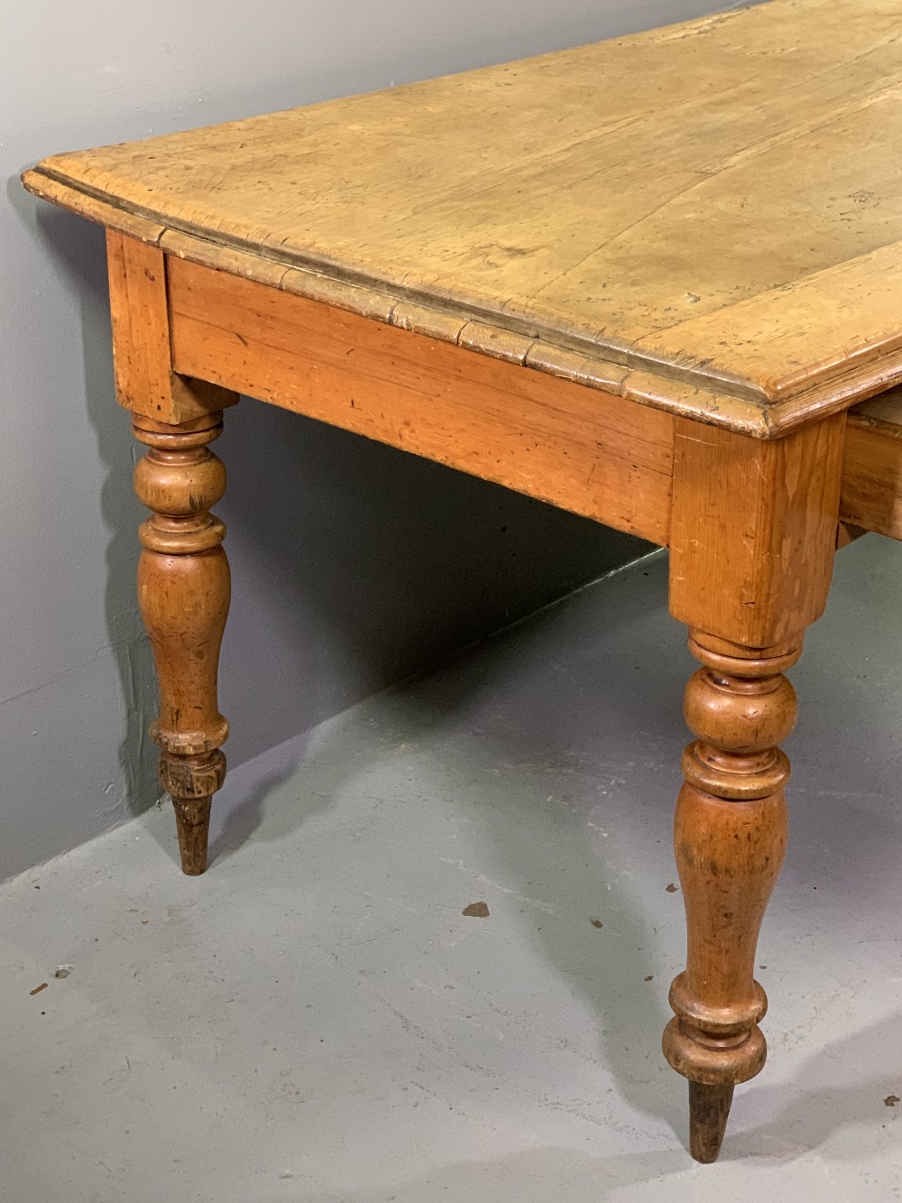 MID 19th CENTURY SYCAMORE FARMHOUSE KITCHEN/DAIRY TABLE, scratch top with edge moulding, the - Image 2 of 4