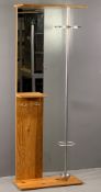 MODERN PINE & METAL MIRRORED HALLSTAND, 189cms H, 70cms W, 31cms D