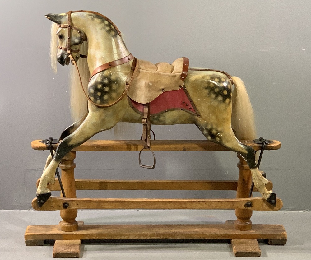 VICTORIAN DAPPLE GREY ROCKING HORSE by G & J Lines, patented January 29, 1880, believed to be the ' - Image 2 of 9