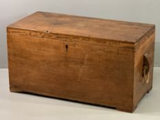 TEAK SEA CHEST - 19th Century and later with rope handles and fitted drawer