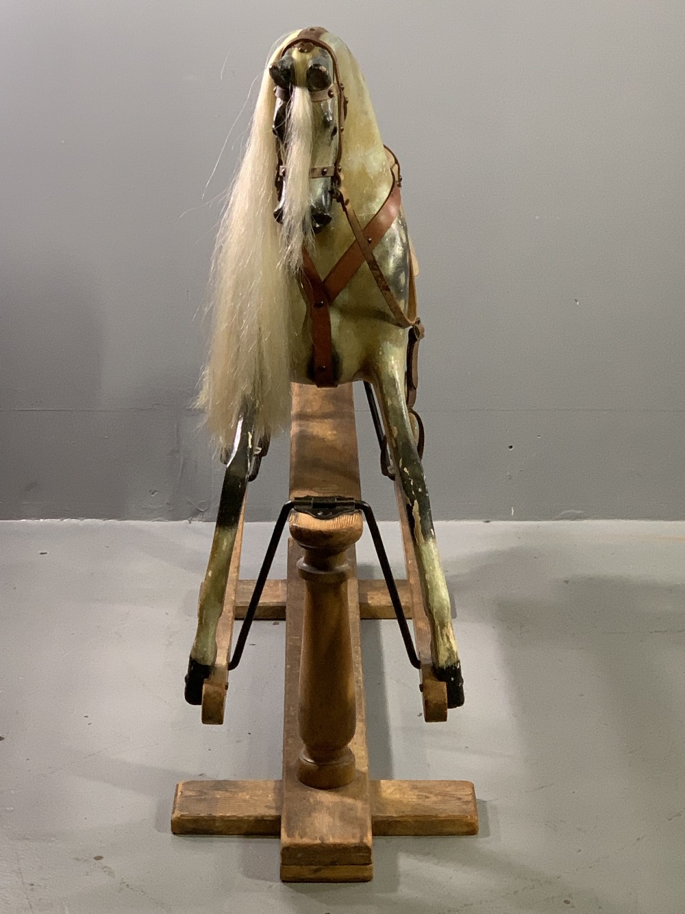 VICTORIAN DAPPLE GREY ROCKING HORSE by G & J Lines, patented January 29, 1880, believed to be the ' - Image 4 of 9