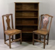 ANTIQUE OAK FARMHOUSE CHAIRS (2), 97cms H, 47cms W, 34cms D the seats approximately and a vintage