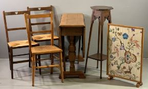 VINTAGE FURNITURE PARCEL (6) - to include a bulbous gate leg table, 73.5cms H, 90.5cms L, 34cms W (