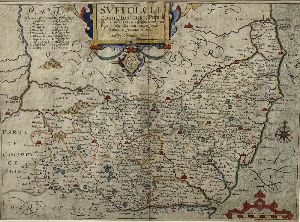 ANTIQUARIAN MAPS - Suffolk after Saxton, 58 x 71cms and Middlesex by Stockdale, 42 x 53cms - Image 2 of 3