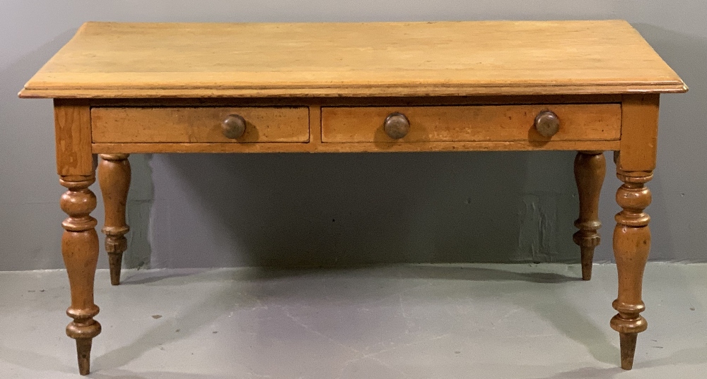 MID 19th CENTURY SYCAMORE FARMHOUSE KITCHEN/DAIRY TABLE, scratch top with edge moulding, the