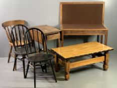 VINTAGE & LATER FURNITURE PARCEL (6) to include a mahogany foldover card table on tapering supports,