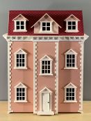VICTORIAN STYLE DOLL'S HOUSE with furniture contents, 69cms H, 56cms W, 40cms D