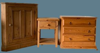 REPRODUCTION PINE FURNITURE (3) to include a single door floorstanding corner cupboard with interior