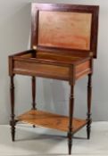 VICTORIAN MAHOGANY BIJOUTERIE DISPLAY TABLE, bevelled edge glass top and glass sides with velvet