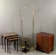 REPRODUCTION FURNITURE PARCEL (5) - to include a glass topped nest of three tables, 57cms H, 54cms