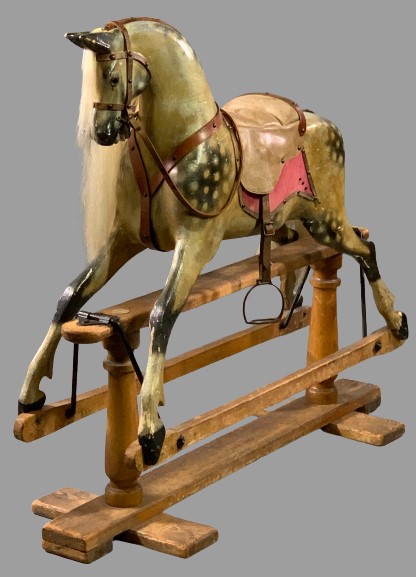 VICTORIAN DAPPLE GREY ROCKING HORSE by G & J Lines, patented January 29, 1880, believed to be the '