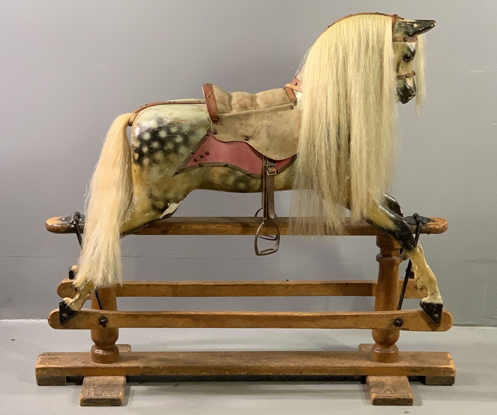 VICTORIAN DAPPLE GREY ROCKING HORSE by G & J Lines, patented January 29, 1880, believed to be the ' - Image 3 of 9