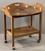 VINTAGE WALNUT LIFT-OFF BUTLER'S TRAY TOP TEA TROLLEY, 68cms H, 72cms W, 48cms D, carry handles