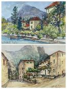 DORIS E CRICHTON watercolours, two - titled 'Calle del Rocho, Deia, Majorca', signed, 23 x 33cms and