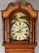 19th CENTURY OAK & MAHOGANY LONGCASE CLOCK by O H Roberts, Amlwch, the painted arched top dial