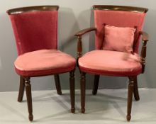 REGENCY STYLE PARLOUR CHAIRS (2), in pink velour upholstery, on reeded front supports, to include an