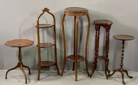 VINTAGE & LATER FURNITURE PARCEL (5) to include an inlaid mahogany three tier folding cakestand, one