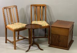 INLAID MAHOGANY EX-GRAMOPHONE CABINET, 49cms H, 46cms W maximum, 67cms D maximum, two oak side