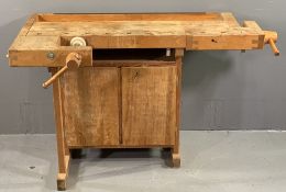 SJOBERGS SWEDISH VINTAGE SCHOOL WORKBENCH, inspector's stamp ER under crown, no. 147 stamped to