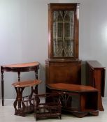 REPRODUCTION MAHOGANY FURNITURE PARCEL (6) - to include a glass topped corner display cabinet,