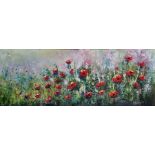 HAYLEY HUCKSON oil on stretched canvas - entitled 'Poppie', 30 x 91cms