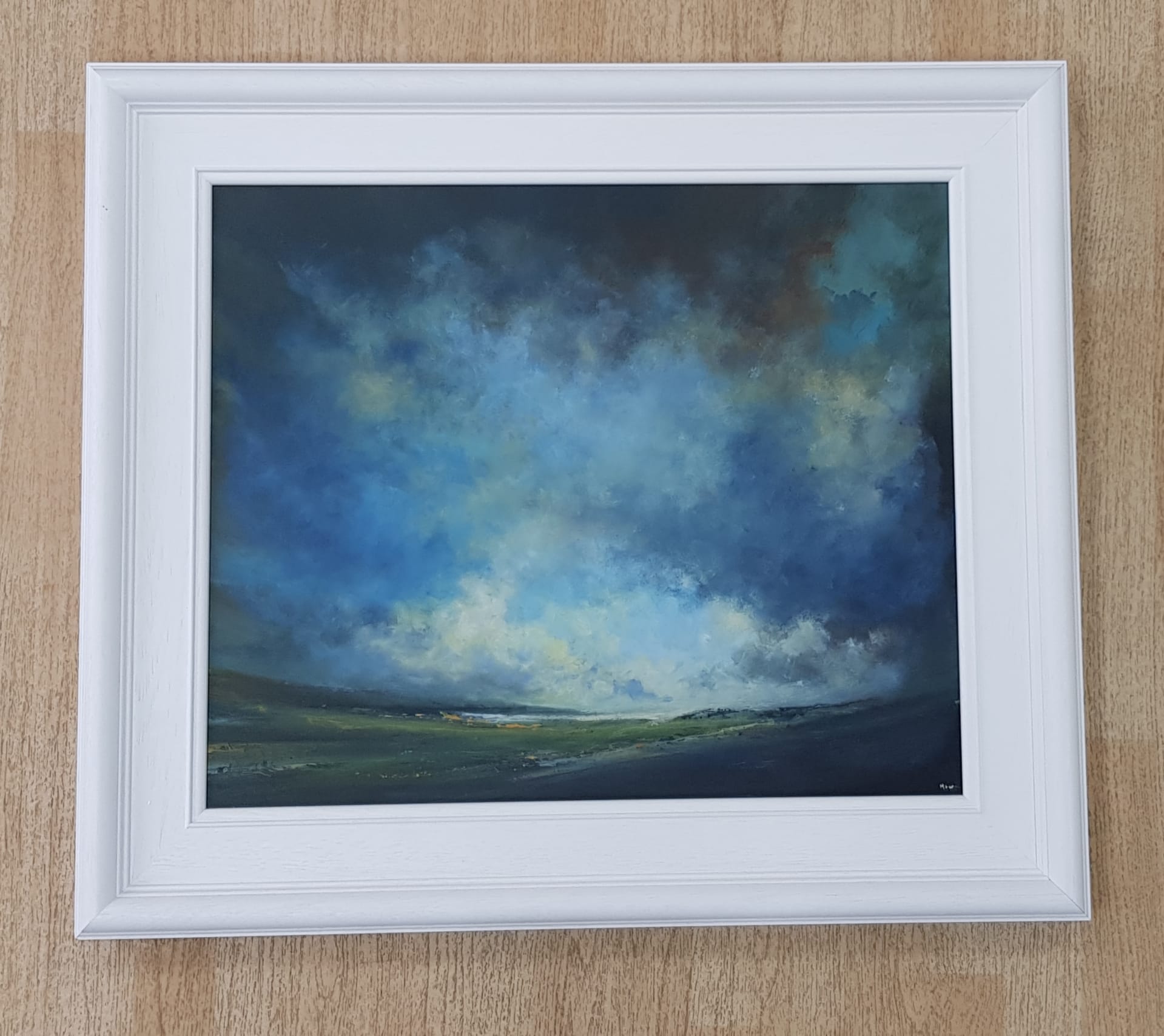 HUW RICHARDS EVANS oil on canvas - entitled 'Light of my Life 2', 60 x 60cms, framed in white - Image 2 of 2