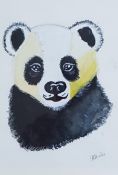 JOANNE DAVIES ink and watercolour - entitled 'The Panda', 38 x 31cms, white frame