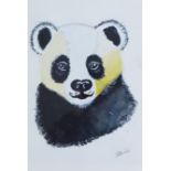 JOANNE DAVIES ink and watercolour - entitled 'The Panda', 38 x 31cms, white frame