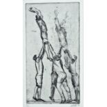 EURFRYN LEWIS limited edition print - entitled 'The Lineout', signed and mounted 20 x 40cms