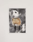 JACQUELINE ALKAEMA drypoint print - entitled 'Woman and Bird', 40 x 30cms, mounted