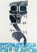 PAUL PETER PIECH two colour lithograph - entitled 'Aboriginal land rights is a Christian