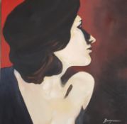 MEL BURGAM oil on canvas - entitled 'Elegant Lady', 103 x 80cms, stretched canvas, ready to hang