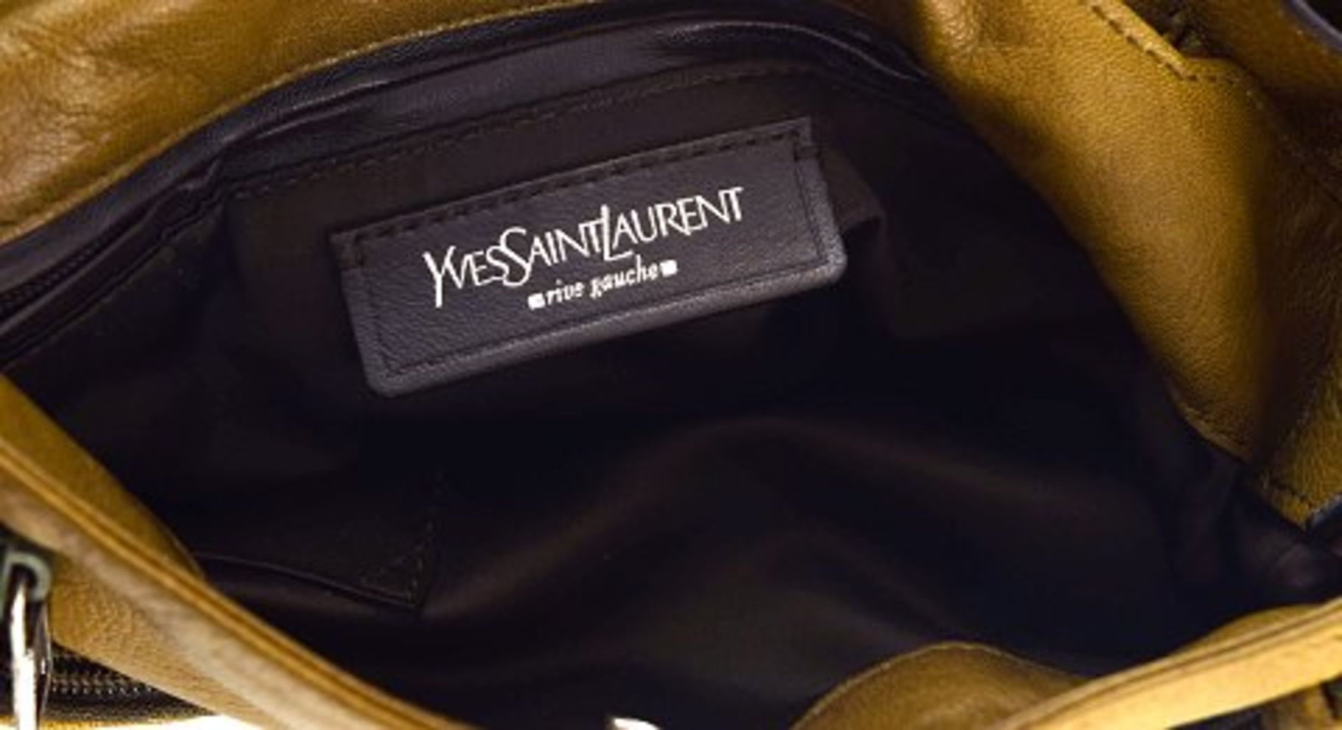 YVES SAINT LAURENT RIVE GAUCHE Handtasche aus olivbraunem Leder. 1960er / 70er Jahre. 100% echt. - Image 2 of 3