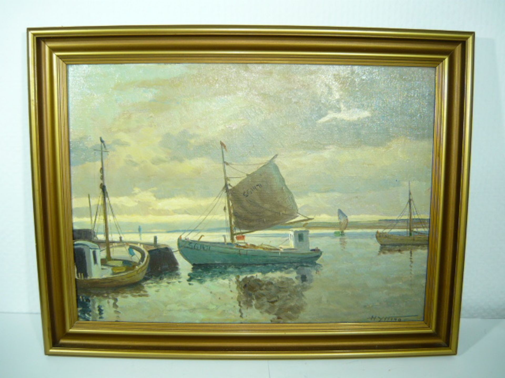 Holger Ytting (*1900). Nordseehafen. Öl/Lw. Sig. Ca. 29x40cm. Rahmen. KOSTENLOSER VERSAND