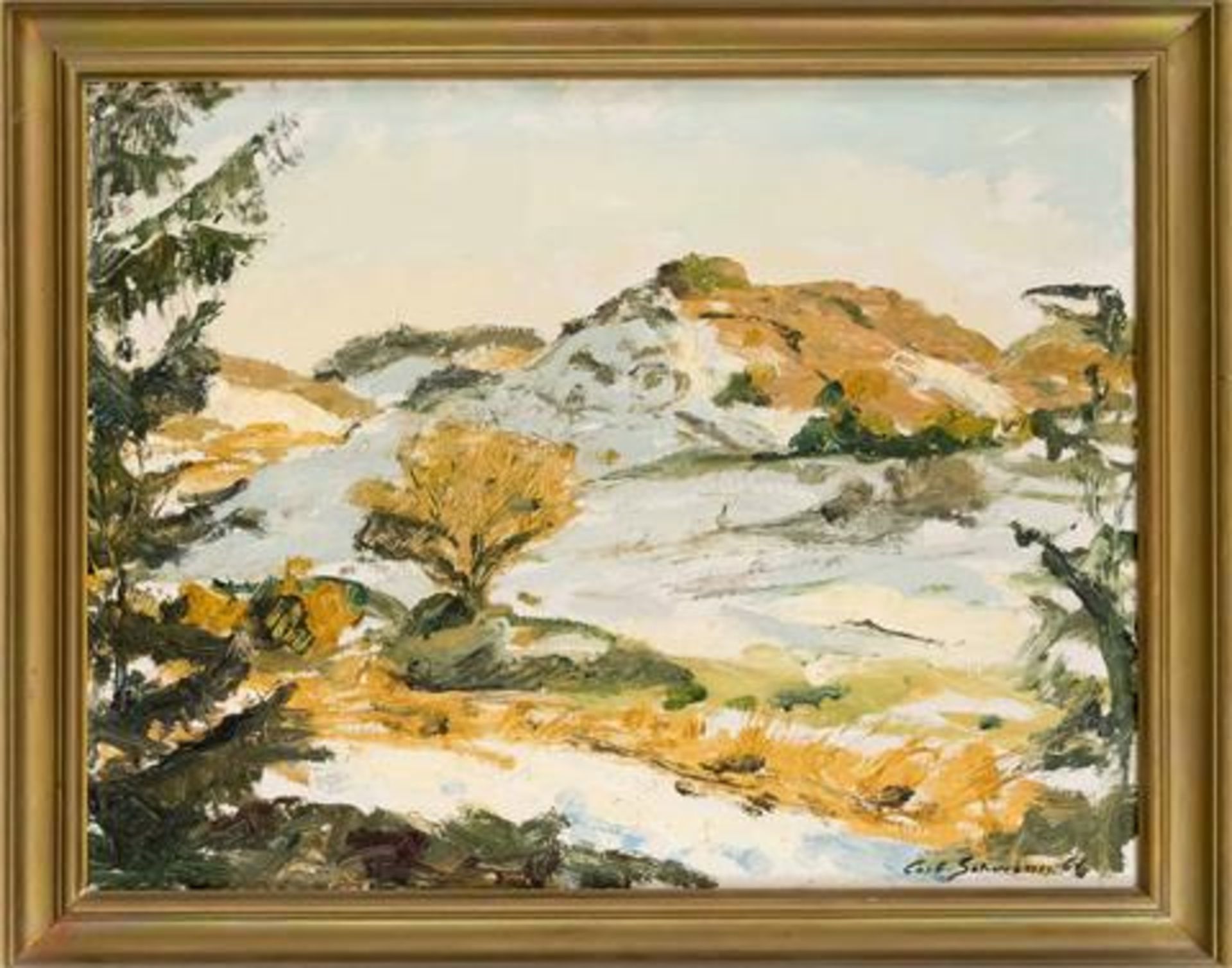 Carl Joseph Schwenn (1888-1973), Impressionistische Winterlandschaft, Öl auf Lwd., u. re. sign. u.