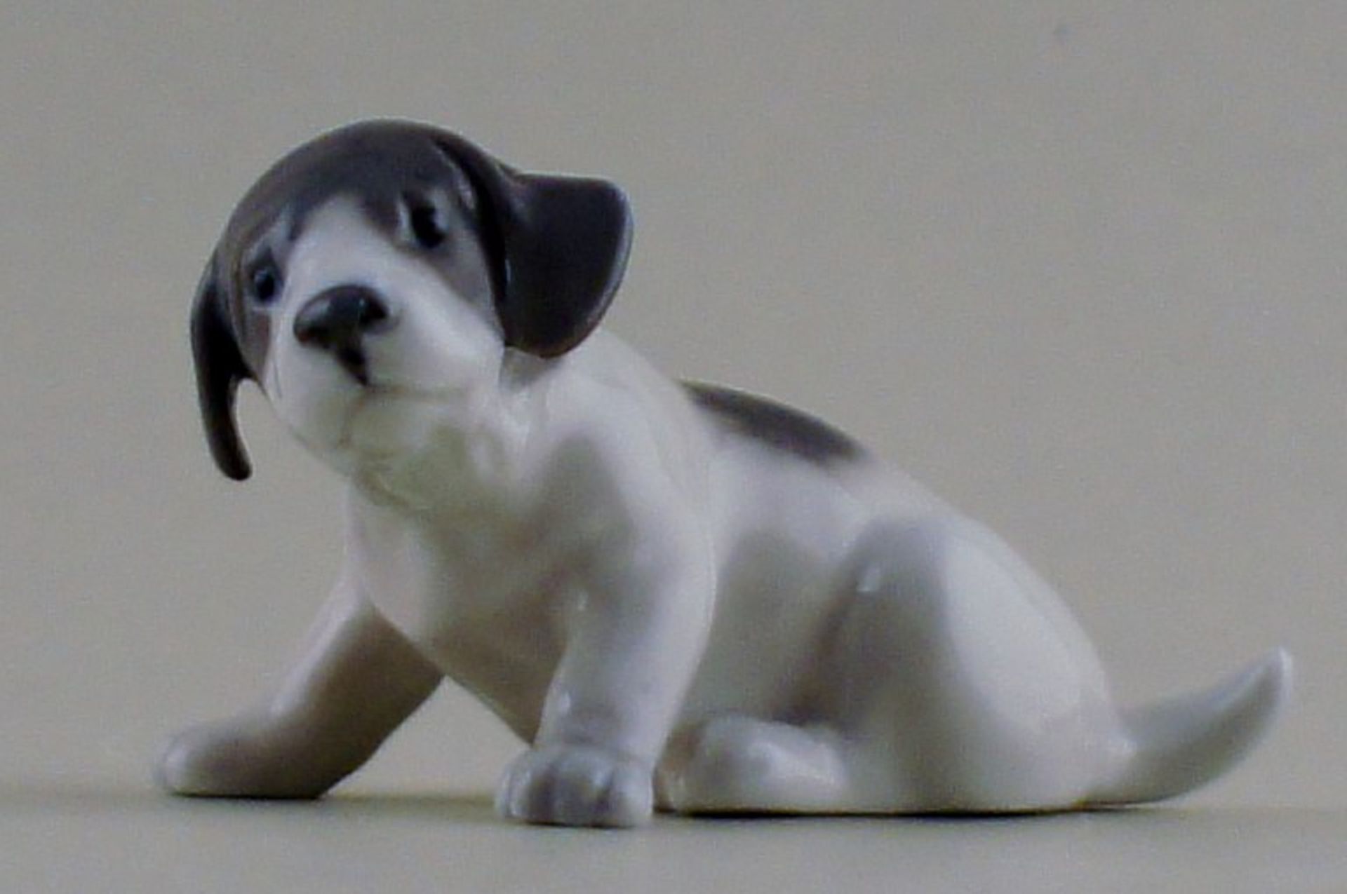 Royal Copenhagen Porzellanfigur. Hundewelpe. II.W. Ca. 6x10cm.