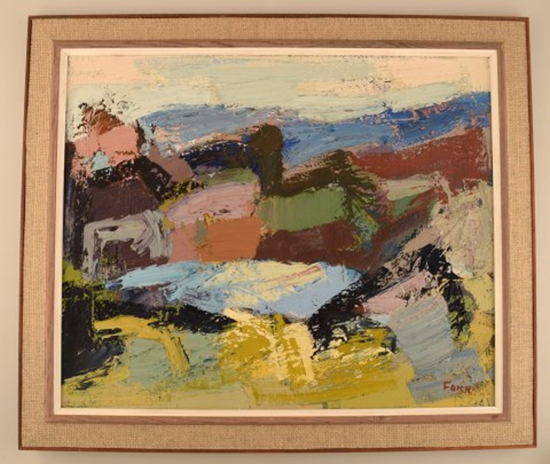 Gösta Falck (1920-2006), Schweden. Landschaft. Öl/Lw. Sig. Ca. 60 x 49 cm. Rahmen.