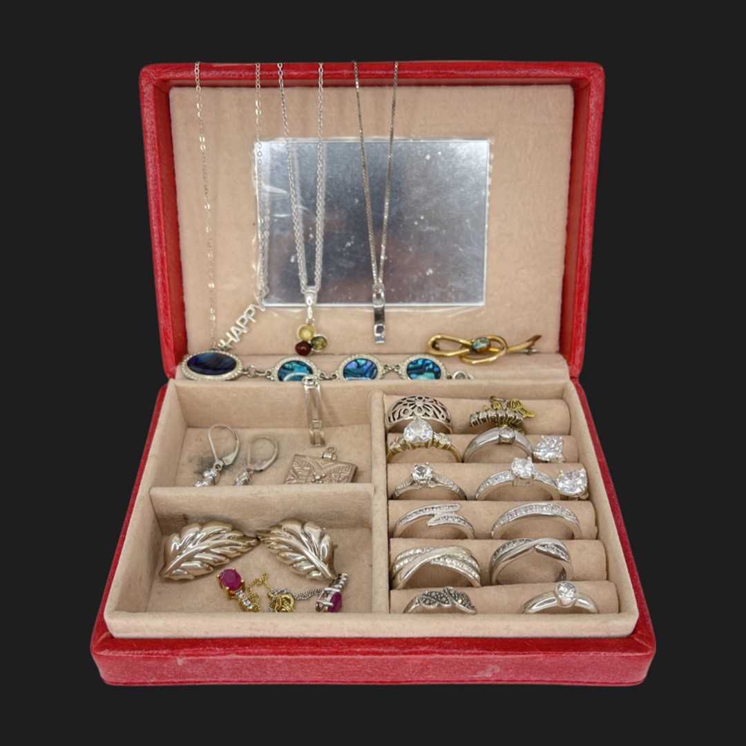 Box Of Mixed Lot Of Silver And Gems Jewellery ( 70.2 grams ) - Image 2 of 5
