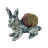 Silver Hare Pin Cushion Novelty. Marked 'Silver', 18 g.
