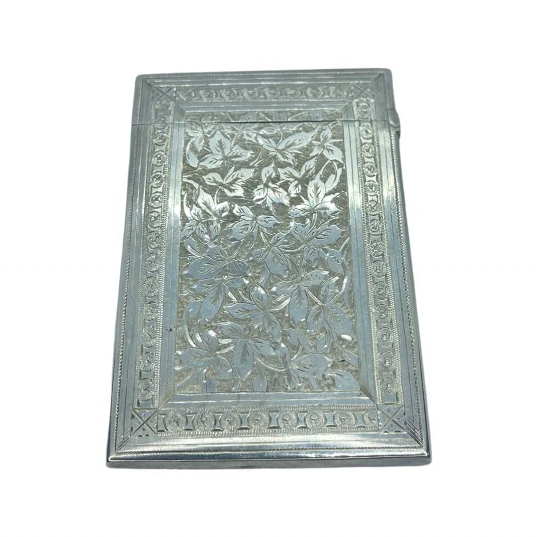 Bright Cut Silver Card Case. Deakin & Nephew, Birmingham 1880. 57 g. - Image 2 of 3