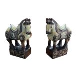 Pair of Oriental Soapstone Horses (2)