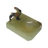 Cold painted bronze Cockrel on Onyx ashtray