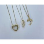 3x 9ct Gold And Diamond Necklaces ( 5.2 grams )