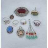 Mixed Lot Of Silver Jewellery To Include 2x Butterfly Wings Pendants ( 65 grams )
