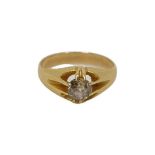 Gold And Old Cut Diamond Gypsy Ring ( 4 grams )