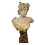 French Art Nouveau ceramic bust of a lady, signed Morin to reverse
