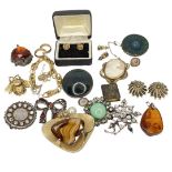 Mixed lot of 9ct gold and hallmarked silver and costume jewellery.