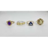 Quantity Of 9ct Gold Ring, Opal , Quartz, Amethyst And Citrine ( 10.1 grams )