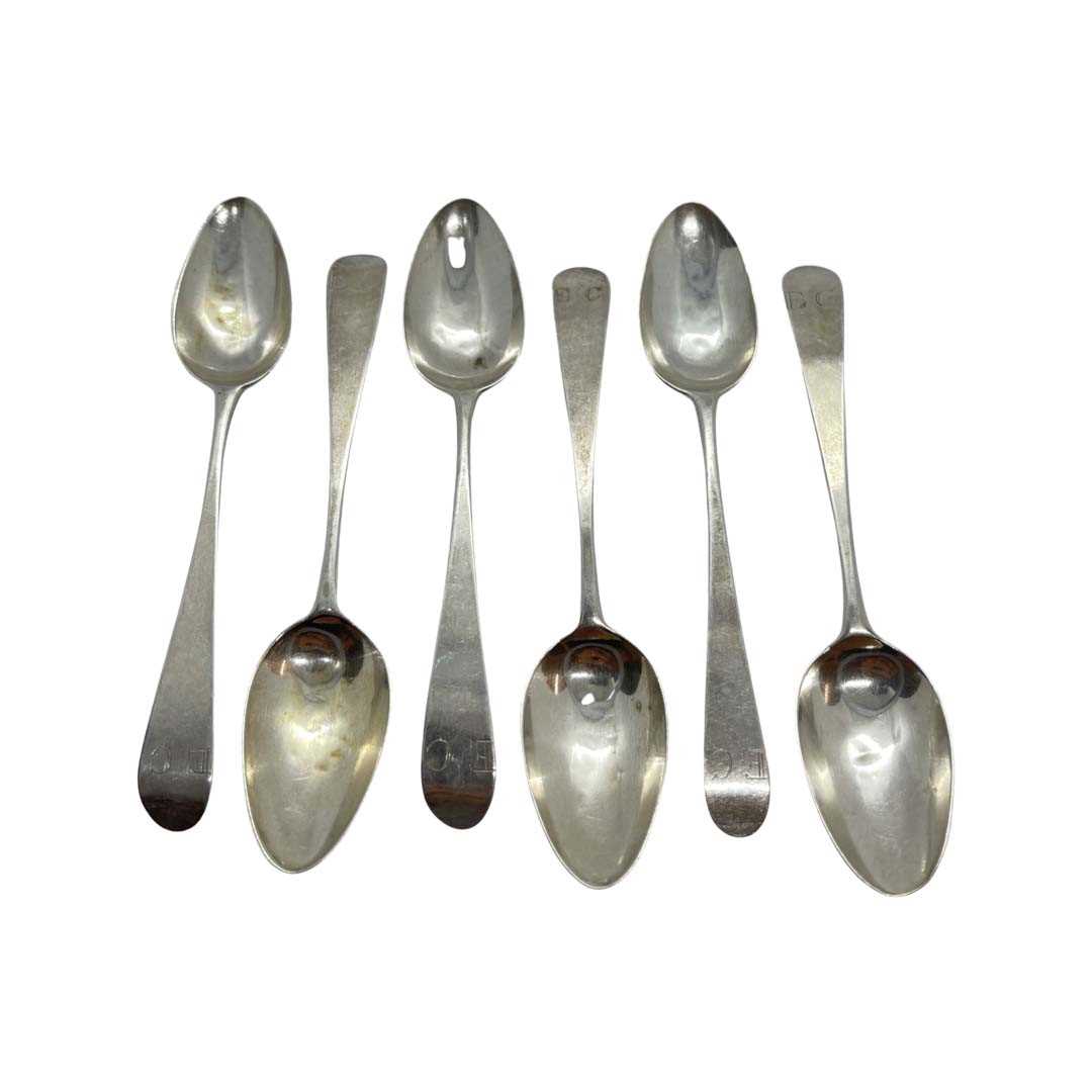 Set of 6 Georgian Silver Teaspoons. Samuel Godbehere and Edward Wigan, London 1788, 61 g.